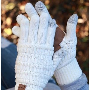 Knit touchscreen texting gloves, color Ivory